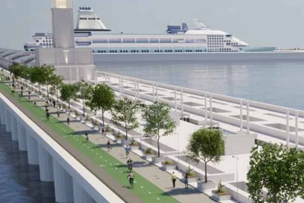 A proposed tidal barrage, aiming to provide a major new link between Wirral and Liverpool, could take a decade to build. CGI image shows how it could look.  Image: Liverpool City Region Combined Authority