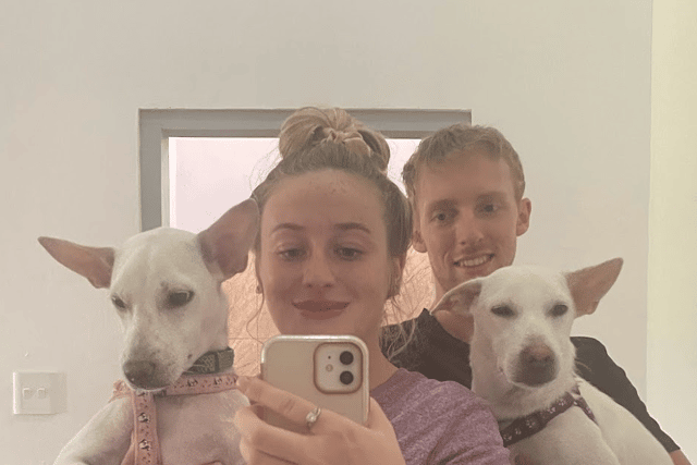 Chloe and James with their lovely dogs.