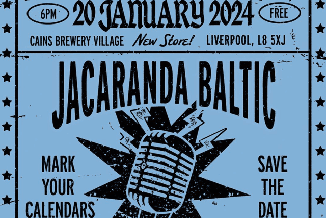 A poster for the Jacaranda Baltic launch party