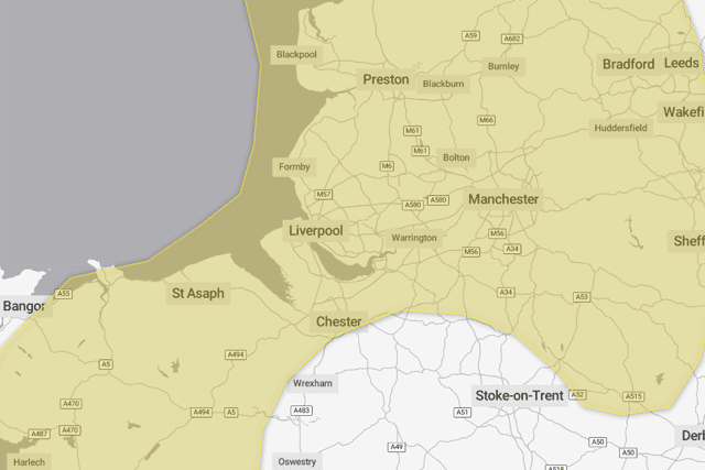 A Met Office yellow weather warning for snow and ice is in place from Tuesday. Image: Met Office