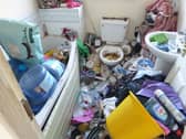 Inside the filthy property in Barmouth Way, Liverpool, where RSPCA officers found two dead cats. Image: RSPCA
