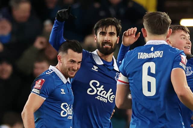 Andre Gomes of Everton celebrates. (Photo by Jan Kruger/Getty Images)