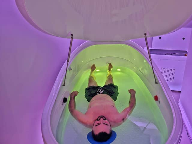 A lucky customer enjoying the pod ahead of opening