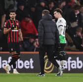 Curtis Jones of Liverpool is substituted off after suffering an injury during the Premier League match between AFC Bournemouth and Liverpool FC at Vitality Stadium on January 21, 2024 in Bournemouth, England. (Photo by Ryan Pierse/Getty Images)