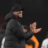 Jurgen Klopp manager of Liverpool showing his appreciation to the fans at the end of the Premier League match between AFC Bournemouth and Liverpool FC at Vitality Stadium on January 21, 2024 in Bournemouth, England. (Photo by John Powell/Liverpool FC via Getty Images)