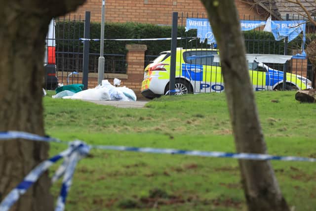 The clean up and search operation at a park area on Childwall Valley Road. Image: Ian Fairbrother