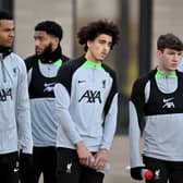 Jayden Danns of Liverpool during a training session at AXA Training Centre on January 26, 2024 in Kirkby, England. (Photo by Andrew Powell/Liverpool FC via Getty Images)