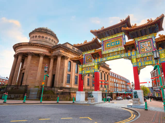 Liverpool's Chinatown is the oldest Chinese community in Europe, located in south of the city centre. The Chinese arch on Nelson Street is the largest, multiple-span arch outside China. Image: Coward_lion/stock.adobe