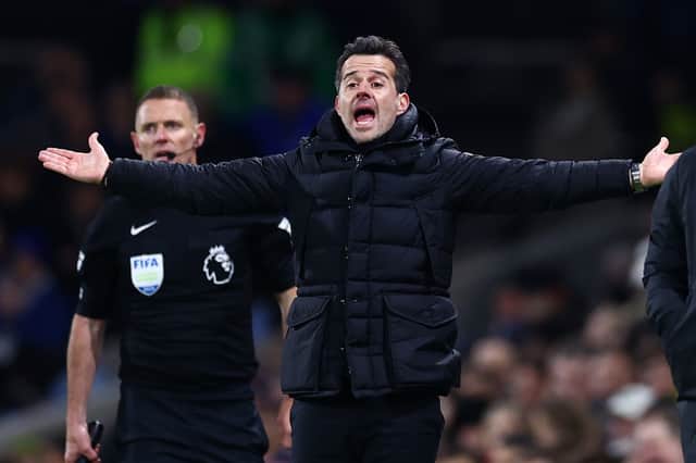 Marco Silva, Manager of Fulham, reacts during the Premier League match between Fulham FC and Everton FC at Craven Cottage on January 30, 2024 in London, England. (Photo by Bryn Lennon/Getty Images)