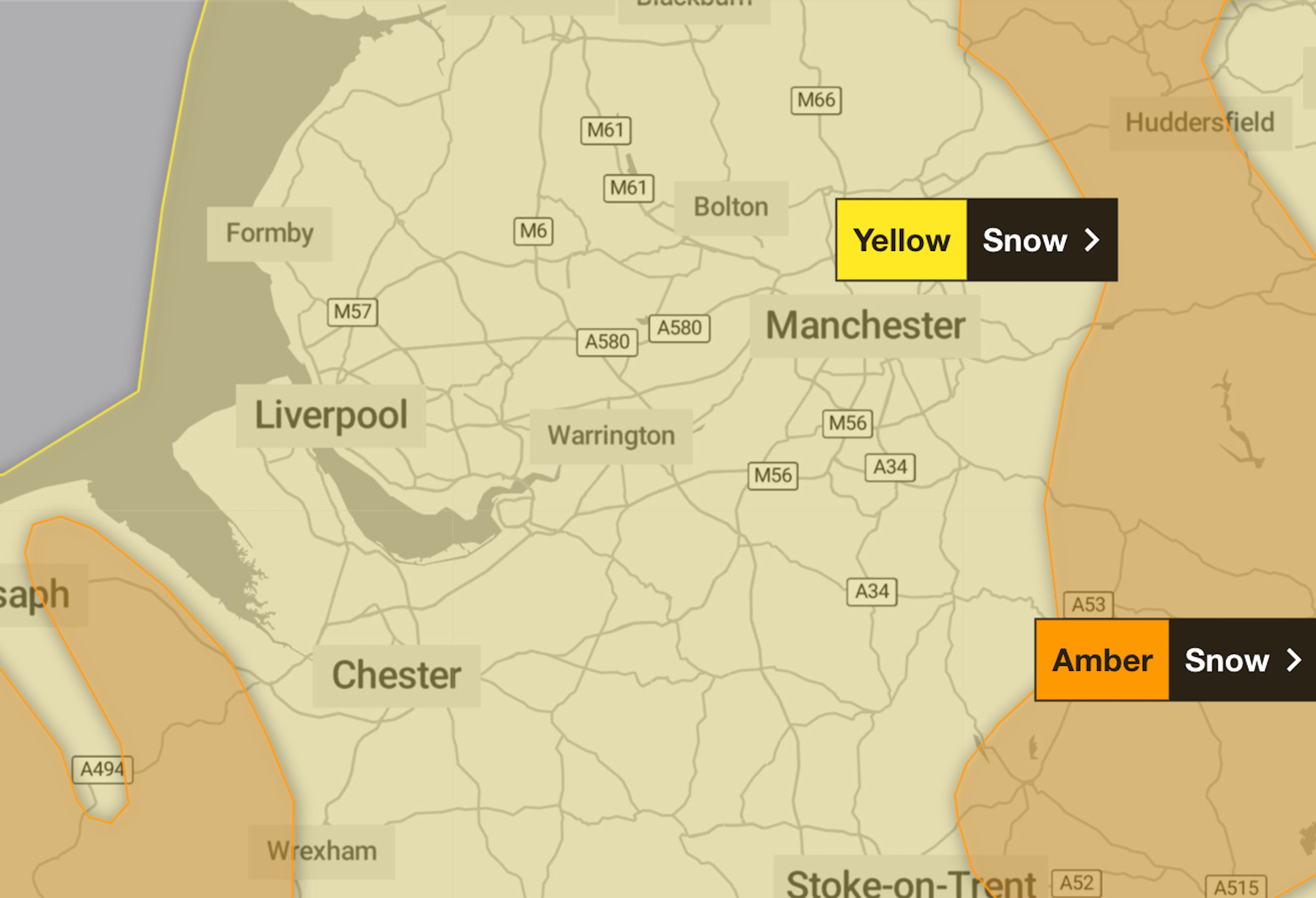 Hour-by-hour snow forecast as Met Office upgrades alert to amber