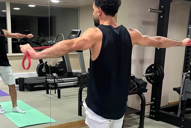 Mo Salah in the gym. Picture: Mo Salah/ Instagram