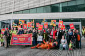 Demonstrations by the PCS Union at the Museum of Liverpool. Image: LDRS