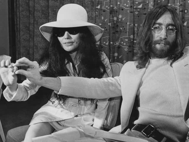 John Lennon and Yoko Ono planned to send the acorns to world leaders as a symbol of peace. Image: Dennis Oulds/Central Press/Hulton Archive/Getty Images