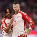 Bayern Munich defender Eric Dier, right, with Sacha Boey. (Photo by Alexander Hassenstein/Getty Images)
