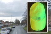 A general view of Utting Avenue East and a yellow cap similar to the one worn by the hit and run victim. Image: Merseyside Police/Google Street View