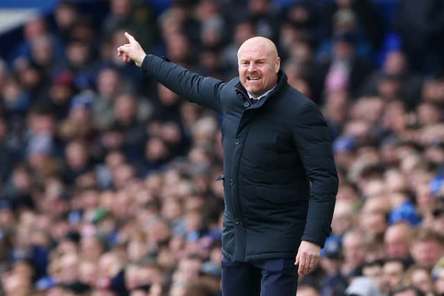  Sean Dyche, Manager of Everton, gestures during the Premier League match between Everton FC and West Ham United at Goodison Park on March 02, 2024 in Liverpool, England. (Photo by Alex Livesey/Getty Images)