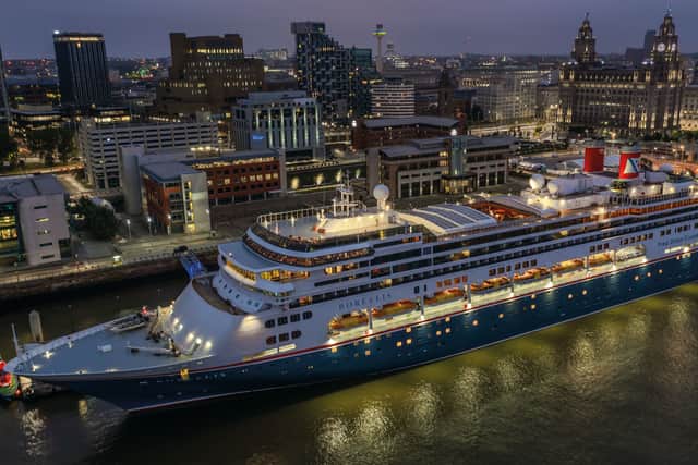 Borealis cruise ship docked in Liverpool.