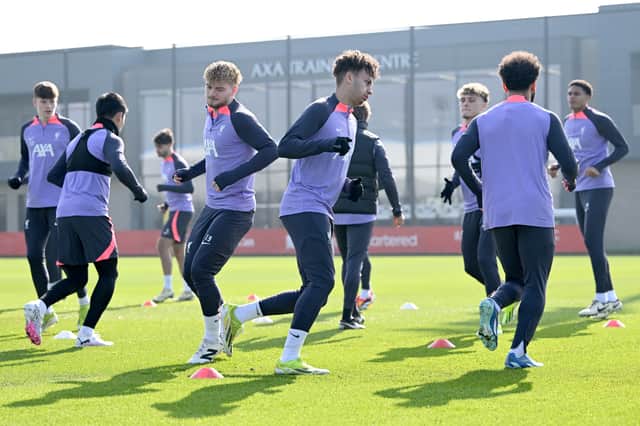 Liverpool training ahead of the clash against Sparta Prague. (Photo by Nick Taylor/Liverpool FC/Liverpool FC via Getty Images)