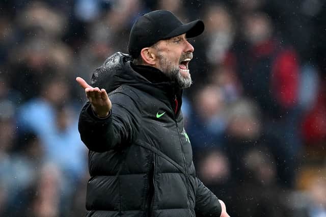 Manager Jurgen Klopp of Liverpool during the Premier League match between Liverpool FC and Manchester City at Anfield on March 10, 2024 in Liverpool, England. (Photo by Nick Taylor/Liverpool FC/Liverpool FC via Getty Images)