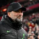 Jurgen Klopp of Liverpool during the Premier League match between Liverpool FC and Manchester City at Anfield on March 10, 2024 in Liverpool, England. (Photo by Nick Taylor/Liverpool FC/Liverpool FC via Getty Images)