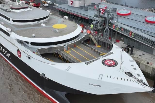 The Manannan berths at the new terminal in Liverpool. Image: Isle of Man Government