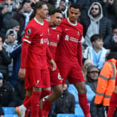 Liverpool trio Darwin Nunez, Trent Alexander-Arnold and Cody Gakpo. (Photo by John Powell/Liverpool FC via Getty Images)