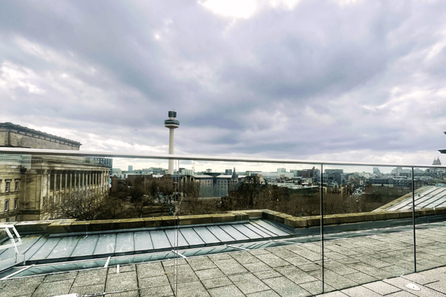 A view from the roof terrace at Liverpool Central Library. Image: Olivia Shaw
