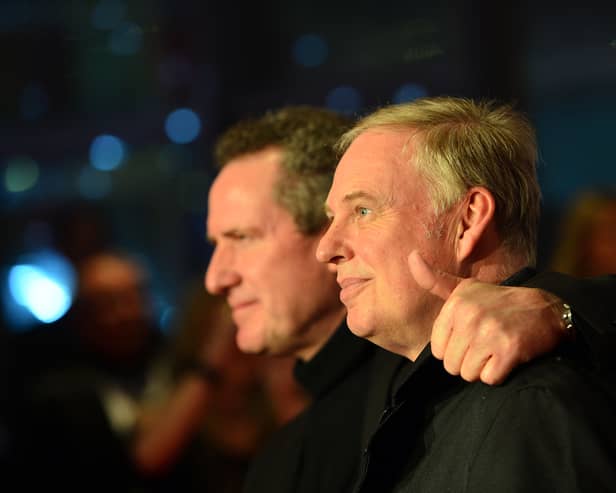 Andy McCluskey (L) and Paul Humphreys of the band Orchestral Manoeuvres in the Dark (OMD). Image: Thomas Lohnes/Getty Images