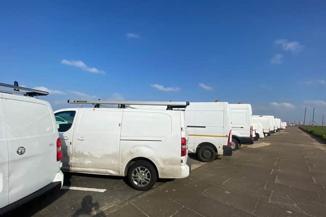 West Wallasey Vans parked on the front. Image: Ed Barnes