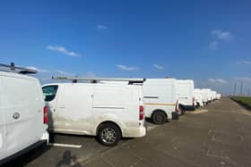 White vans parked in New Brighton. Image: LDRS