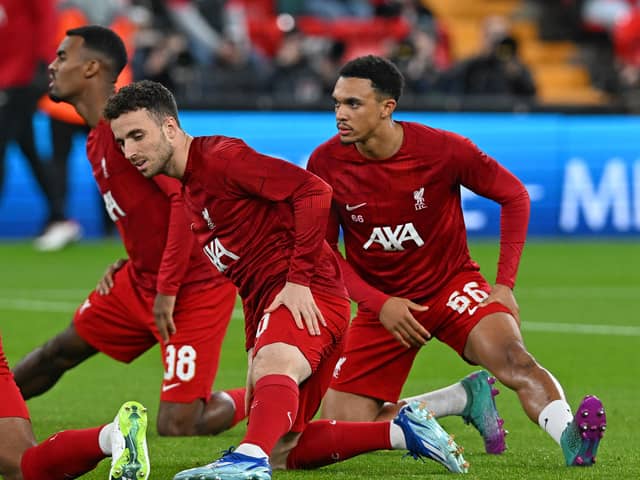 Liverpool pair Diogo Jota and Trent Alexander-Arnold. Picture: Liverpool FC via Getty Images