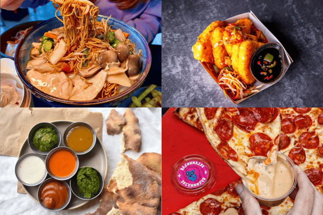 Incredible food vendors confirmed for BOXPARK Liverpool. Left to right: Yum Cha, Simply Salt and Pepper, Rose Street Falafel and Crazy Pedro's.