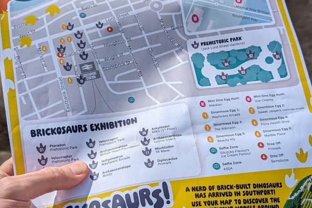 Explorers can pick up activity maps to help track down the dinosaurs and have a chance win prizes. Image: Bertie Cunningham, Southport BID
