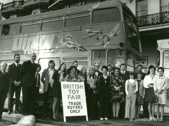 Factory employees on a work outing, including Peter Wild - sixth from the right. Image: Jonathon Wild