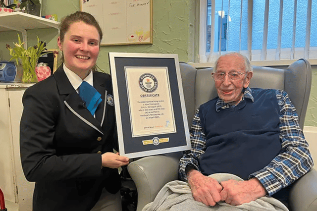 111-year-old John Alfred Tinniswood from Merseyside is now the world’s oldest living man. Image: Guinness World Records