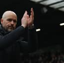 Manager Erik ten Hag of Manchester United walks off after the Premier League match between Manchester United and Liverpool FC at Old Trafford on April 07, 2024 in Manchester, England. (Photo by Matthew Peters/Manchester United via Getty Images)