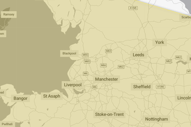 A yellow weather warning for wind is in place across Merseyside. Image: Met Office