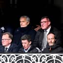  Jose Mourinho looks on from the stands during the Premier League match between Fulham FC and Liverpool FC at Craven Cottage on April 21, 2024 in London, England. (Photo by Justin Setterfield/Getty Images)