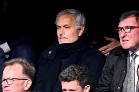  Jose Mourinho looks on from the stands during the Premier League match between Fulham FC and Liverpool FC at Craven Cottage on April 21, 2024 in London, England. (Photo by Justin Setterfield/Getty Images)