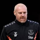 Sean Dyche, Manager of Everton, looks on prior to the Premier League match between Luton Town and Everton FC at Kenilworth Road on May 03, 2024 in Luton, England. (Photo by Alex Pantling/Getty Images)