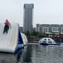 The inflatable aqua park at Liverpool Watersports Centre