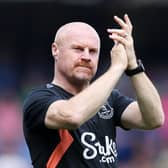 Sean Dyche, Manager of Everton, applauds the fans following the team's victory during the Premier League match between Everton FC and Sheffield United at Goodison Park on May 11, 2024 in Liverpool, England. (Photo by Jan Kruger/Getty Images)