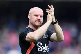 Sean Dyche, Manager of Everton, applauds the fans following the team's victory during the Premier League match between Everton FC and Sheffield United at Goodison Park on May 11, 2024 in Liverpool, England. (Photo by Jan Kruger/Getty Images)