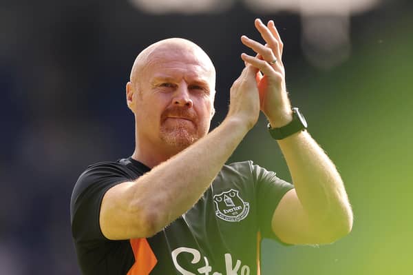 Sean Dyche, Manager of Everton, applauds the fans during a lap of appreciation after the Premier League match between Everton FC and Sheffield United at Goodison Park on May 11, 2024 in Liverpool, England. (Photo by Lewis Storey/Getty Images)