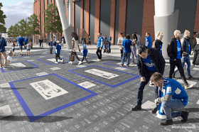 CGI of Everton Way at Bramley Moore Dock stadium. Image: Everton FC