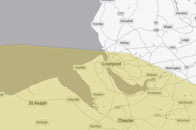 Met Office issues urgent yellow weather warning for Liverpool