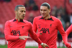 Thiago Alcantara, left. (Photo by John Powell/Liverpool FC via Getty Images)