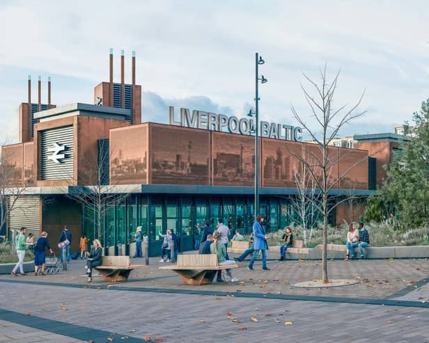 CGI image of what the main Liverpool Baltic train station will look like. Image: LCRCA