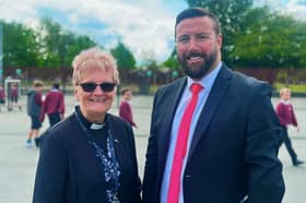 Park View Academy headteacher, Mr Kenny and chair of governors, Reverend Irene Tuzio. Credit: LDRS
