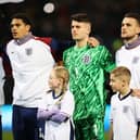 England under-21 goalkeeper Sam Tickle, left. (Photo by Jess Hornby/Getty Images)